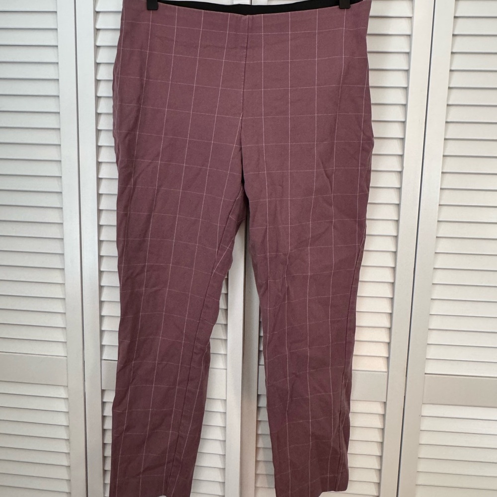 A New Day Business Casual Plaid Print Purple Pants